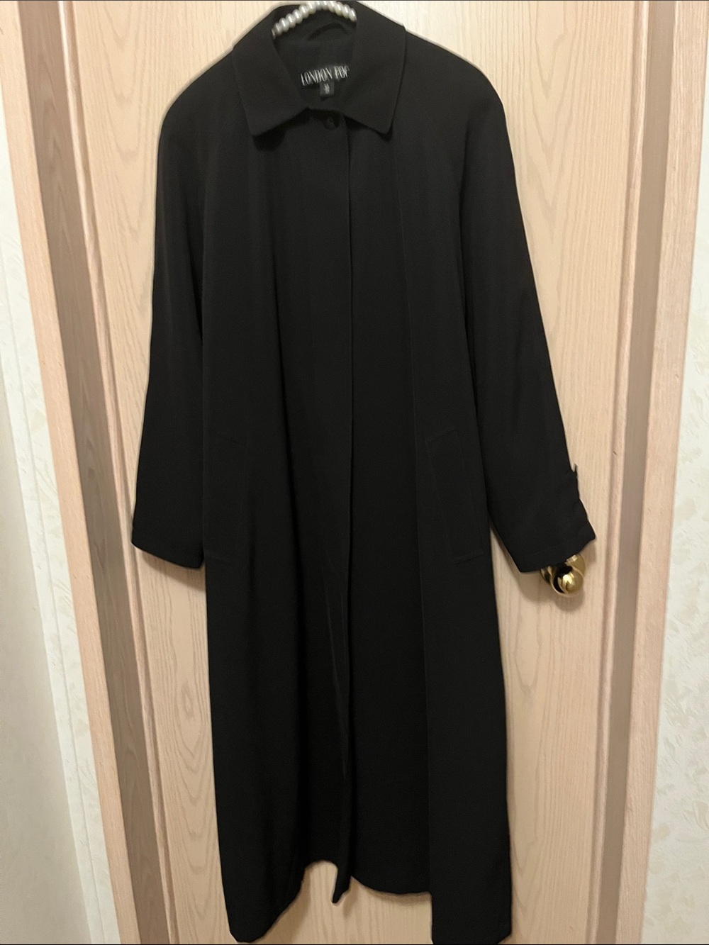 London Fog Black Long Collared Trench Coat